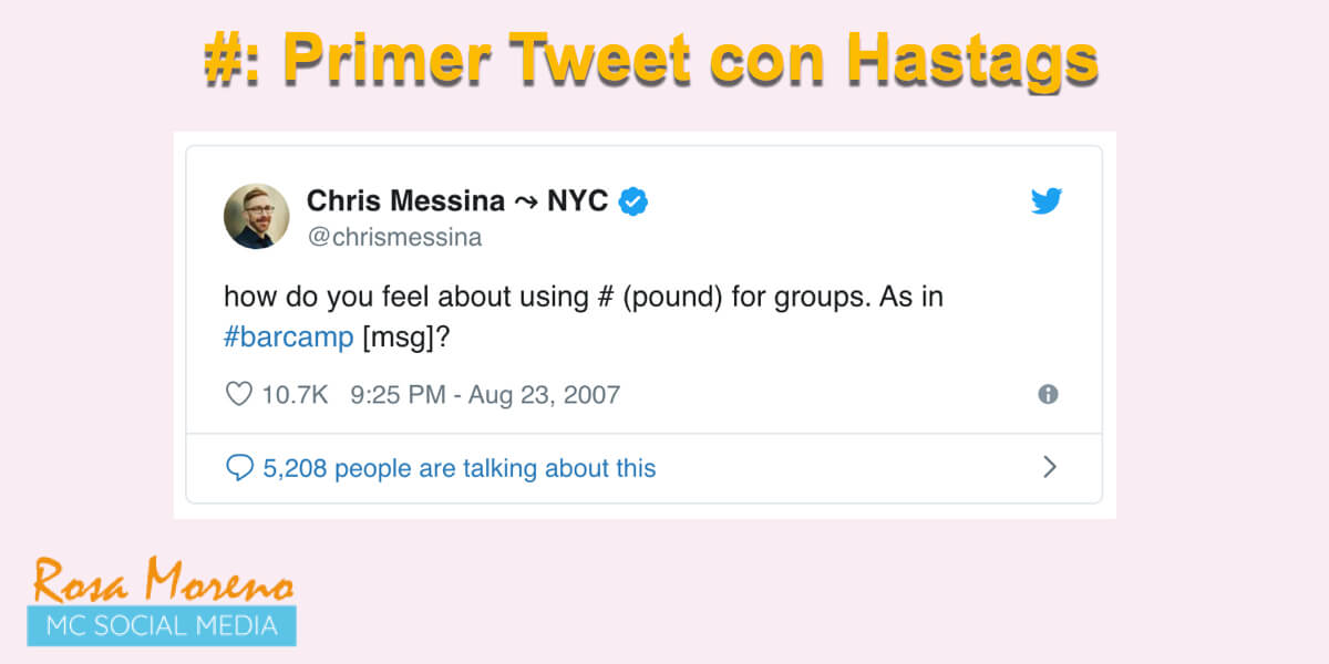que son los hastags y como se usan en redes sociales primer tweet con hastag chris messina