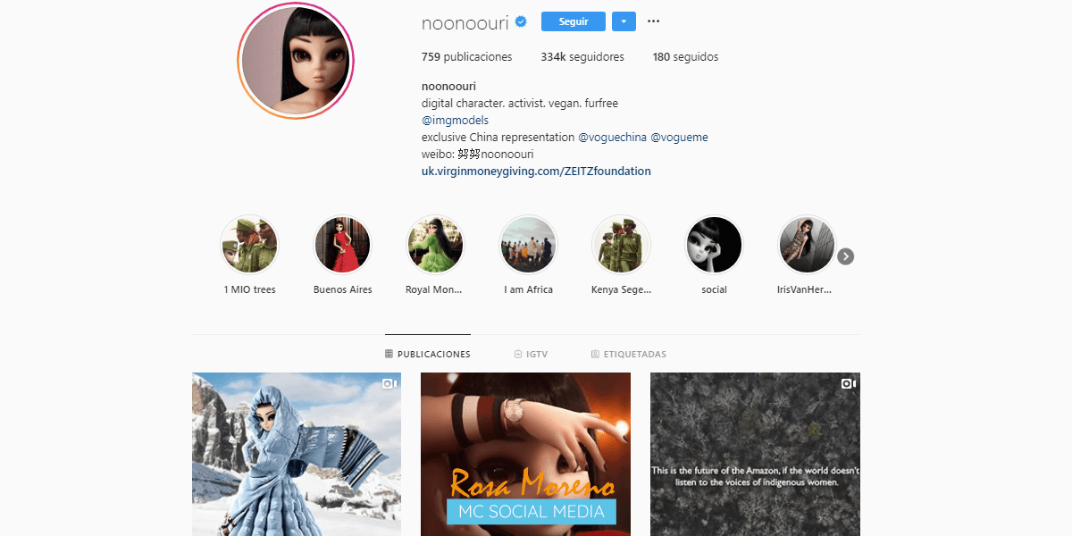 Instagramers moda belleza con mas seguidores del mundo estadistica influencers virtuales noonoouri
